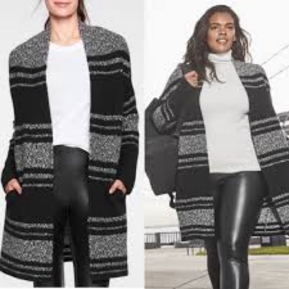Athleta Wool Cashmere Panorama Point Open Front Sweater in Black Marl Size XS - Picture 1 of 10